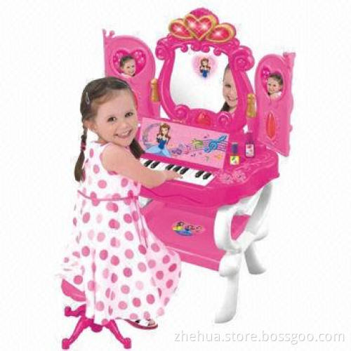 Kid's plastic dressing table with piano, light, music, mirror and induction door